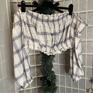 Plaid Off-Shoulder Women Top